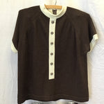2pc Vintage Talbots Brown & White Blouse & Skirt