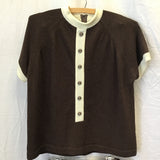 2pc Vintage Talbots Brown & White Blouse & Skirt