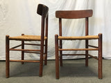 Pair of Vintage Dark-Stained Oak Dining Chairs