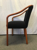 Vintage MCM Ward Bennett Solid Oak & Black Upholstered Armchair