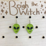 Brigh the Witch "Aliens" Glittery Green Acrylic Earrings