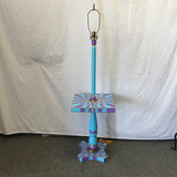 Upcycled Hand Painted Floor Lamp W/ Attached Table