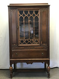 Vintage Solid Oak Glass-Front Curio Cabinet