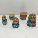 3pc Painted Wood Nesting Dolls Set