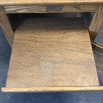 Vintage White-Clad Solid Oak Rolling Stereo Cabinet
