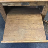 Vintage White-Clad Solid Oak Rolling Stereo Cabinet