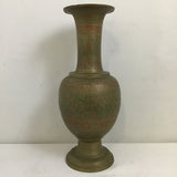Vintage Floral Etched & Hand Painted Cast Brass Vase