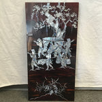 Vintage Mother-of-Pearl Inlaid Red & Black Lacquer Quadriptych