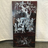Vintage Mother-of-Pearl Inlaid Red & Black Lacquer Quadriptych