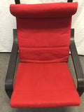 IKEA Black/Brown Birch & Red Upholstered POANG Armchair