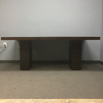 Modern Oak Veneer Stacked Double-Pillar Dining Table