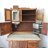 Vintage Solid Oak Hoosier Cabinet w/ Draw Leaf Tin Counter