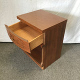 Vintage Walnut Veneer 2-Tier 1-Drawer Night Stand
