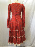 Vintage 1970's Gunne Sax Red Ditsy Floral Prairie Dress