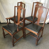 Set of 4 Vintage Jacobean Solid Walnut Splat-Back Dining Chairs