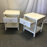 Pair of Modern Craftsman Dorel White 2-Tier 1-Drawer Night Stands