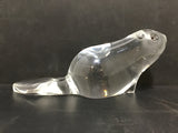 Vintage Signed Steuben Crystal & Garnet Beaver