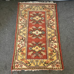 Vintage Orange & Off-White Wool 3x4 Area Rug
