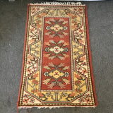 Vintage Orange & Off-White Wool 3x4 Area Rug