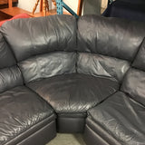 3pc Modern Blue Leather Sectional Sleeper & Recliner Sofa