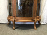 Vintage Oak & Tiger Oak Curved-Glass-Front Curio Cabinet