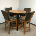 5pc Modern Thomasville Brown Suede & Oak Pub Set