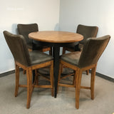 5pc Modern Thomasville Brown Suede & Oak Pub Set