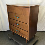 Vintage MCM Walnut Veneer 4-Drawer Chest of Drawers