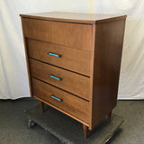 Vintage MCM Walnut Veneer 4-Drawer Chest of Drawers
