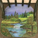 Vintage Signed Landscape-Painted Spindleback Art Chair
