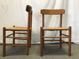 Pair of Vintage Medium-Stained Oak Dining Chairs