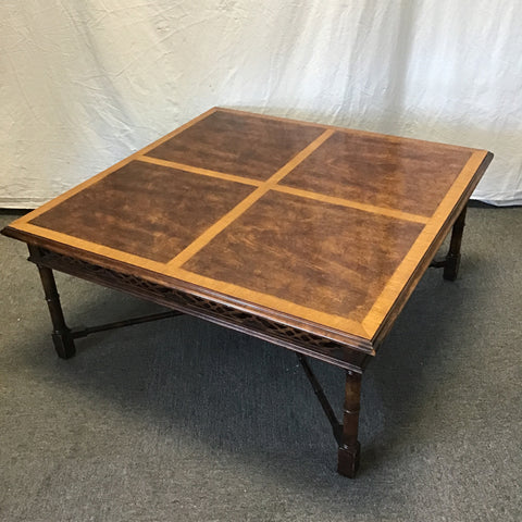Vintage Chippendale Thomasville Mahogany Veneer Cross-Banded Coffee Table