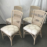 Set of 4 Vintage Tan Painted Bamboo Dining Chairs