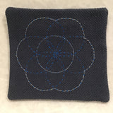 Twin Cat Blue & Silver Embroidered Sashiko Seed of Life Mat