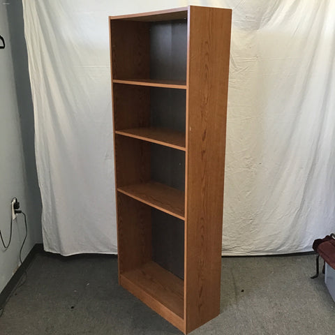 Modern Faux-Oak Laminate 4-Tier Shelf