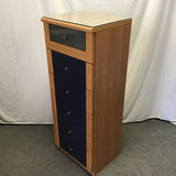Modern Blue & Faux-Cherry Laminate 6-Drawer Lingerie Chest