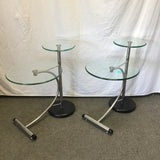Pair of Vintage Glass Two-Tier End Tables