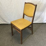 Vintage Stakmore Solid Black Walnut & Yellow Vinyl Folding Chair