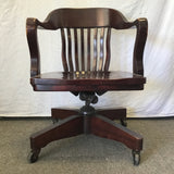 Solid Cherry Slat-Back Rolling Swivel Office Chair