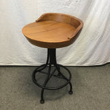 Single Industrial Rexon Solid Pine & Black Metal Adjustable-Height Stool