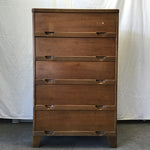 Vintage Art Deco Cherry Veneer 5-Drawer Chest of Drawers