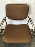 Vintage MCM Global Uphosltery Brown Fabric & Chrome Metal Office Chair