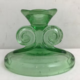 Pair of Vintage Art Deco Fostoria "Versailles" Uranium Glass Candle Holders