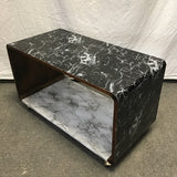 Vintage 80's Faux-Marble 2-Tier Rolling Console Table