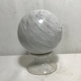 2pc Off-White 5" Marble Sphere & Stand