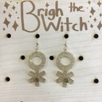 Brigh the Witch "Gender Neutral Symbols" Glittery Gold Acrylic Earrings