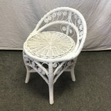 Vintage White Wicker Vanity Stool