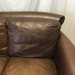 Modern Colonial Natuzzi Brown Leather Loveseat