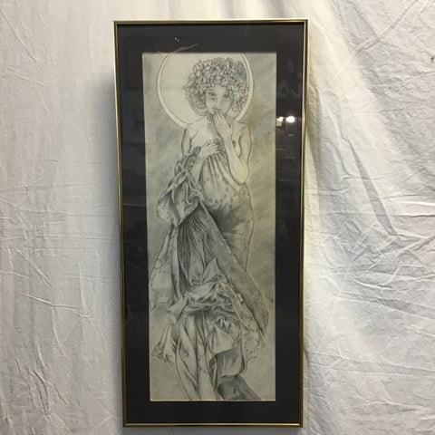 Framed Signed Original Pencil Figure Art