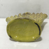 Vintage Gonder Pottery Green Ceramic Swan Fan Vase